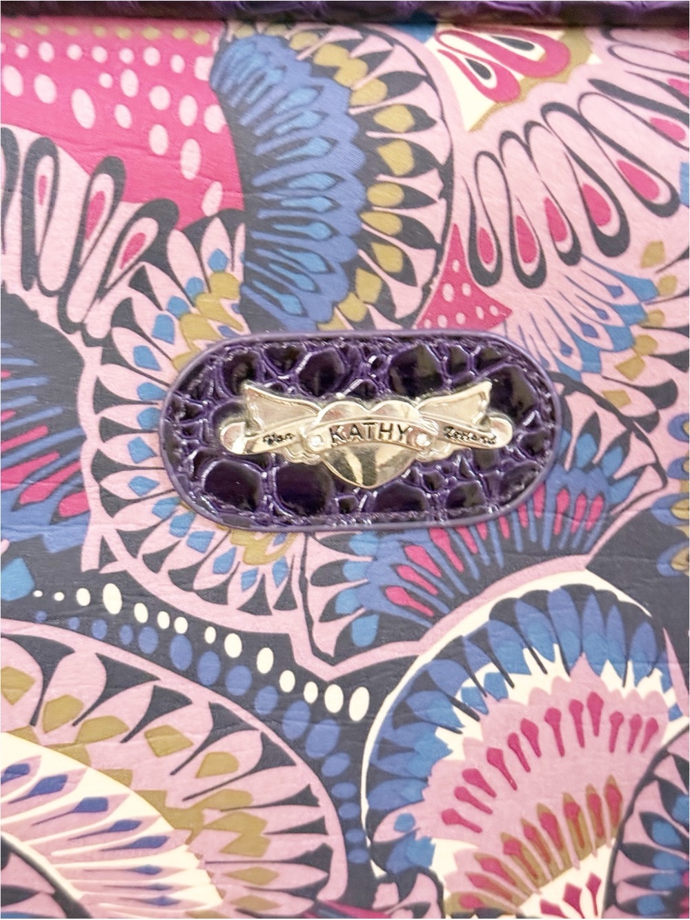 🌸 Kathy Van Zeeland Purple Croc & Butterfly Print Large Satchel Handbag - Picture 2 of 9